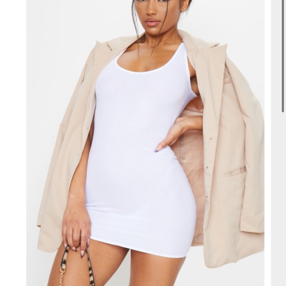 White Scoop Neck Bodycon / Fitted Dress
